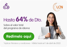 Hasta 64% de descuento sobre el valor total del programa de idioma. Redimelo aquí